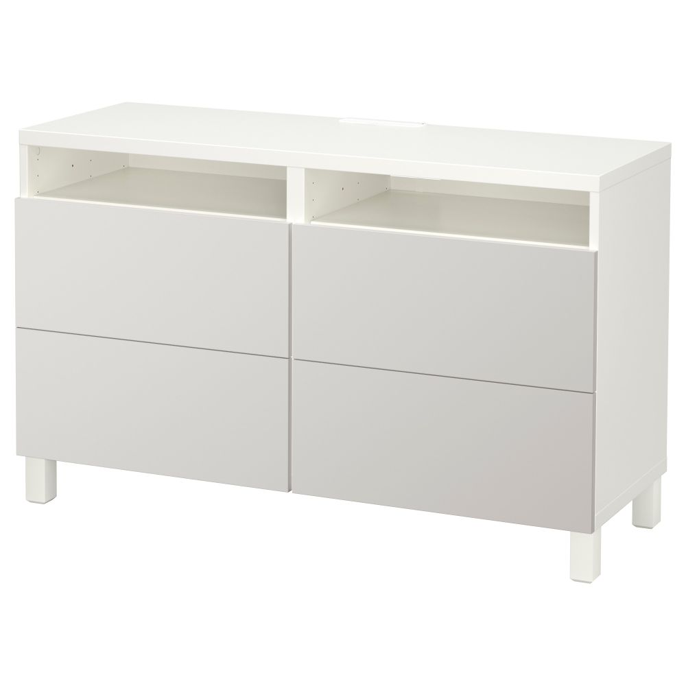 Тумба для ТВ с ящиками БЕСТО, белый, Лаппвикен светло-серый (120x40x74 см) - фото 1