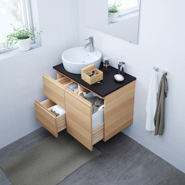 Шкаф с раковиной 45 см, под беленый дуб, антрацит ДАЛЬШЕР смеситель, 82x49x74 см IKEA ГОДМОРГОН/ТОЛКЕН / ТОРНВИКЕН 993.256.51 - схема-чертеж с размерами