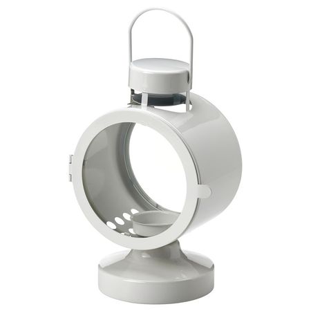 FLODSVALA ФЛОДСВАЛА Фонарь д/греющей свечи,д/дома/улицы - белый с оттенком 21 см