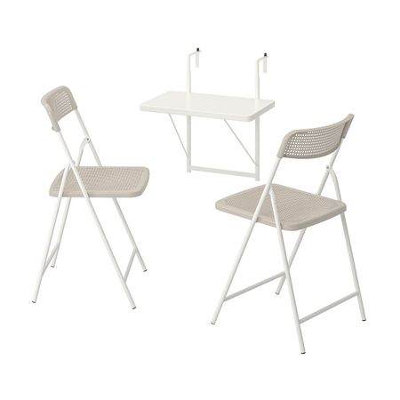 Стол + 2 складных стула, для/сада, белый, бежевый 50 см IKEA TORPARÖ ТОРПАРЁ 694.136.54