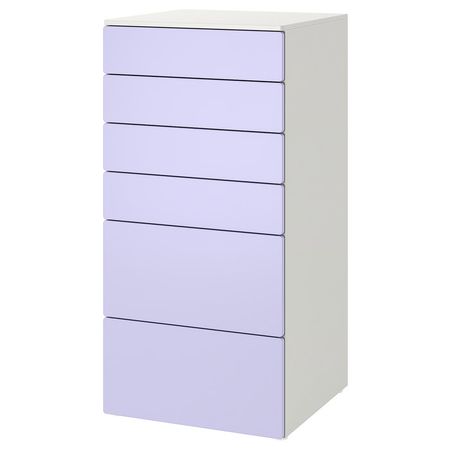 SMÅSTAD / PLATSA Комод с 6 ящиками - белый/сиреневый 60x57x123 см