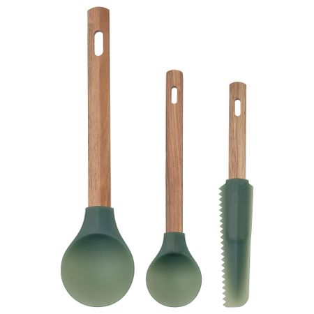 Лопаточка, 3 шт., дерево, темный серо-зеленый IKEA BÄCKRÖDING 205.613.54