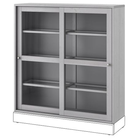 Шкаф-витрина, 121x35x123 см, серый IKEA HAVSTA ХАВСТА 004.151.94