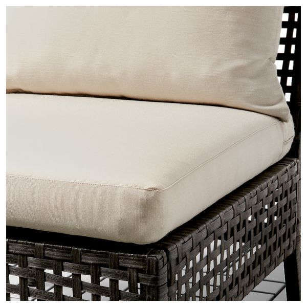 Садовое легкое кресло КУНГСХОЛЬМЕН, черно-коричневый, Холло бежевый бежевый (62x80x73 см) - фото 3