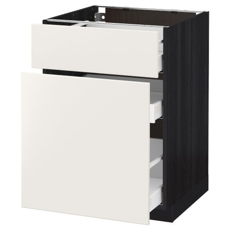 Напольный шкаф, выдвижной секцией, ящик МЕТОД / МАКСИМЕРА, черный, Веддинге белый