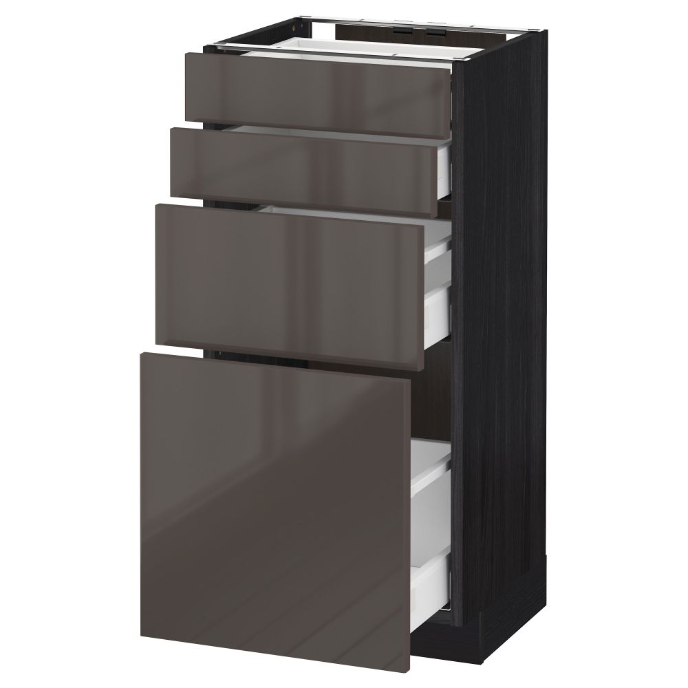 Напольный шкаф 4 фронтальных панели, 4 ящика МЕТОД / МАКСИМЕРА, черный, Рингульт серый - схема-чертеж с размерами