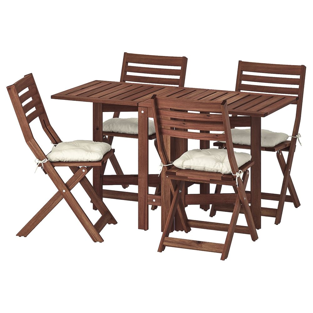 Стол + 4 складных стула, для/сада, коричневая морилка/Куддарна бежевый IKEA ЭПЛАРО 592.900.88 - фото 1