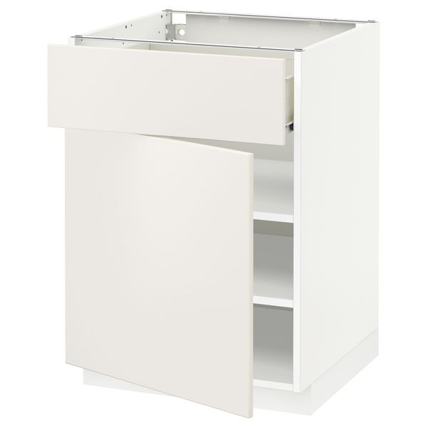 Напольный шкаф с ящиком, дверью МЕТОД / ФОРВАРА, белый, Веддинге белый - схема-чертеж с размерами