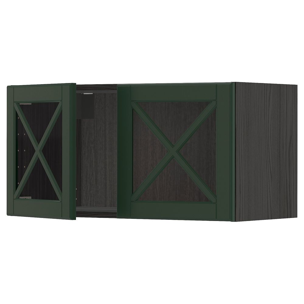 Навесной шкаф с 2 стеклянная дверями, черный/Будбин темно-зеленый 80x40 см IKEA МЕТОД 293.030.54 - схема-чертеж с размерами