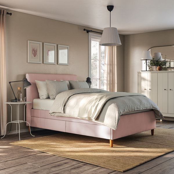 Кровать с отделением для хранения, 140x200 см, Gunnared бледно-розовый IKEA IDANÄS ИДАНЭС 804.471.67 - фото 7