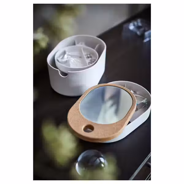 SAXBORGA Коробка с зеркальной крышкой - пластик пробка 24x17 см - схема-чертеж с размерами