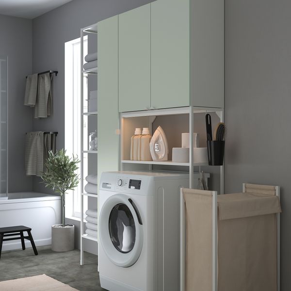 Комбинация для хранения, белый, бледный серо-зеленый, 140x32x204 см IKEA BEGIVENHET БЕГИВЕНХЕТ 395.480.08 - фото 3