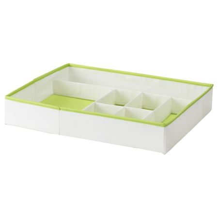 Ящик с отделениями КУСИНЕР, бел/зелен (51x42x9 см)
