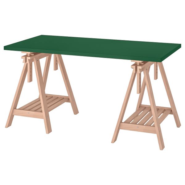 Стол, зеленый/бук 150x75 см IKEA LINNMON ЛИННМОН / FINNVARD ФИНВАРД 193.360.74 - фото 1