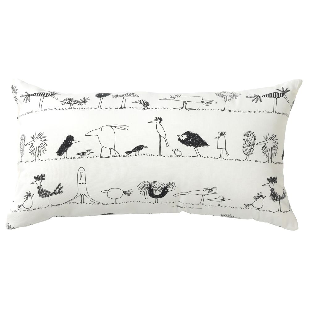 Подушка ОНСКЕДРОМ, птицы, белый/черный (30x60 см) - схема-чертеж с размерами