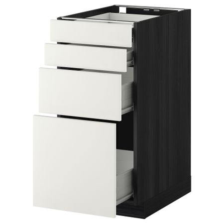 Напольный шкаф 4 фронтальных панели, 4 ящика МЕТОД / ФОРВАРА, черный, Хэггеби белый