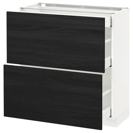 Напольный шкаф/2фасада/3ящика, белый, Тингсрид черный 80x37 см IKEA МЕТОД / МАКСИМЕРА 992.361.41