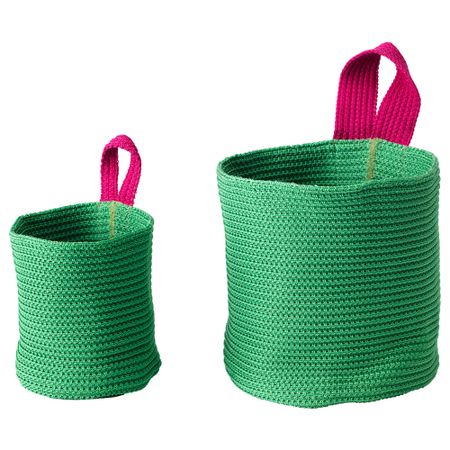 Набор корзин, 2 штуки СТИККАТ, зеленый, розовый (20 см)