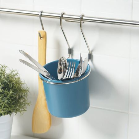 HULTARP Контейнер - синий/никелированный 14x16 см