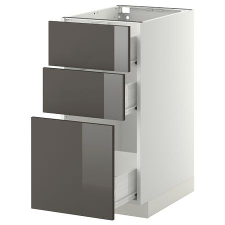 Напольный шкаф с 3 ящиками МЕТОД / ФОРВАРА, белый, Рингульт серый