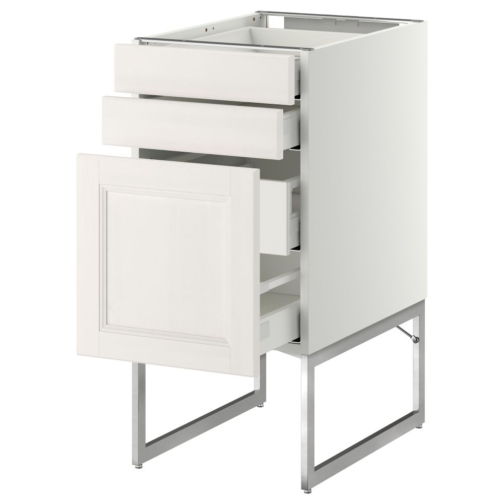 Напольный шкаф 3 фронтальных панели, 2 нижних, 2 средних ящика МЕТОД / МАКСИМЕРА, белый, Лаксарби белый - схема-чертеж с размерами