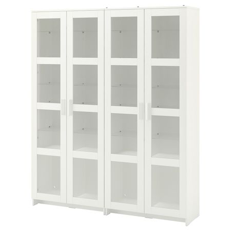 Комбинация для хранения + стеклянная дверц, белый 160x35x190 см IKEA BRIMNES БРИМНЭС 092.782.39