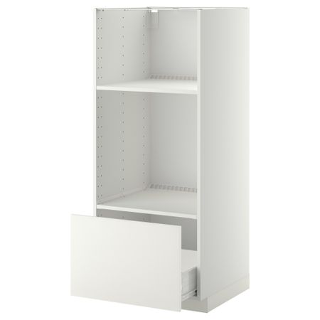 Высокий шкаф с ящиком для духовки/СВЧ МЕТОД / ФОРВАРА, белый, Хэггеби белый (60x60x140 см)