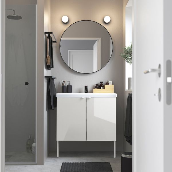 Шкаф под раковину с 2 дверцами, глянцевый, белый 80x40x60 см IKEA FISKÅN ФИСКОН 904.993.68 - схема-чертеж с размерами