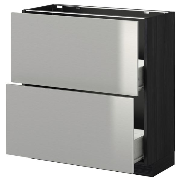 Напольный шкаф с 2 ящиками МЕТОД / ФОРВАРА, черный, Гревста нержавеющ сталь - схема-чертеж с размерами