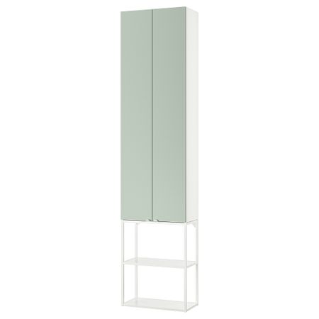 Комбинация для хранения, белый, бледный серо-зеленый, 60x32x255 см IKEA BEGIVENHET БЕГИВЕНХЕТ 494.968.05