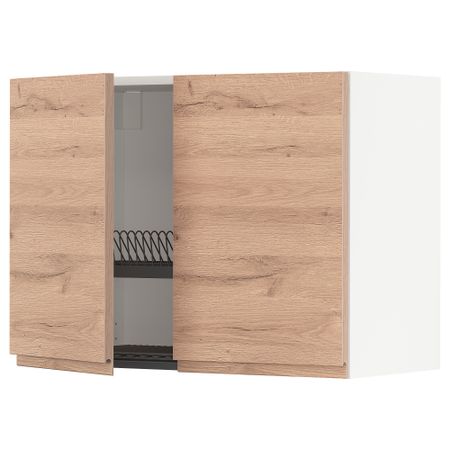 Навесной шкаф с сушилкой, 2 дверцы, 80x60 см, белый, Voxtorp под дуб IKEA METOD МЕТОД 994.678.48