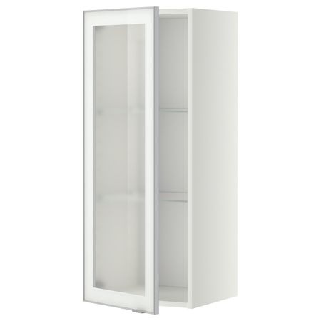 Навесной шкаф с полками, стекляными дв, белый/Ютис матовое стекло 40x100 см IKEA METOD МЕТОД 292.383.32