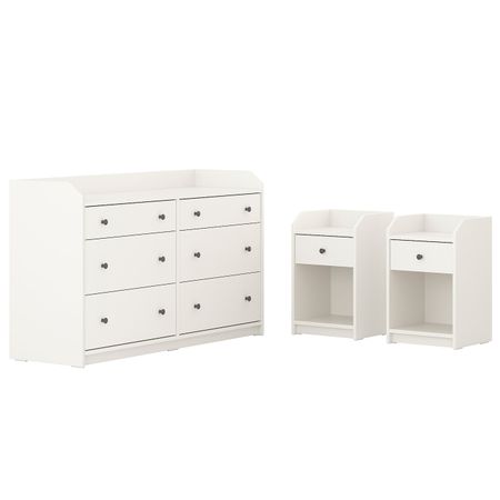 Комплект мебели для/спальни, 3 предм., белый IKEA HAUGA ХАУГА 094.860.97