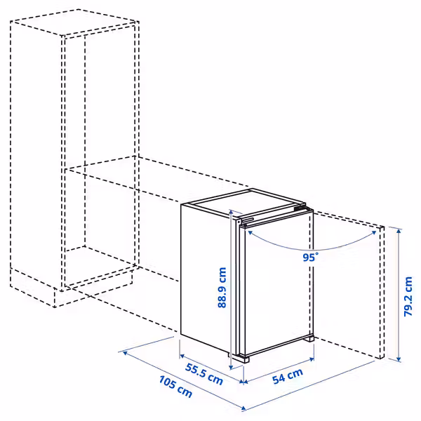 LAGAN Холодильник - встраиваемый 126 л - схема-чертеж с размерами