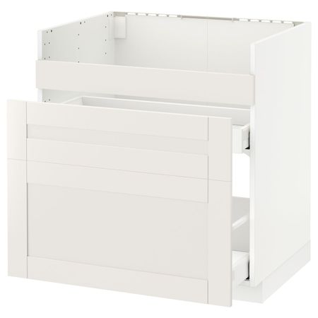 Напольный шкаф для мойки ХАВСЕН/3фасада/2ящ, белый Максимера/Сэведаль белый 80x60 см IKEA METOD МЕТОД 692.805.31