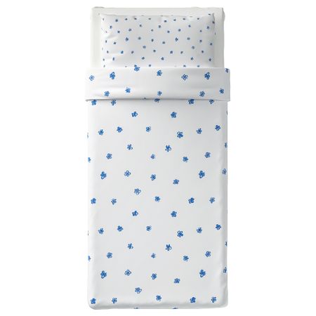 Пододеяльник и 1 наволочка ТЭНКВЭРД, цветочный орнамент белый (150x200/50x70 см)