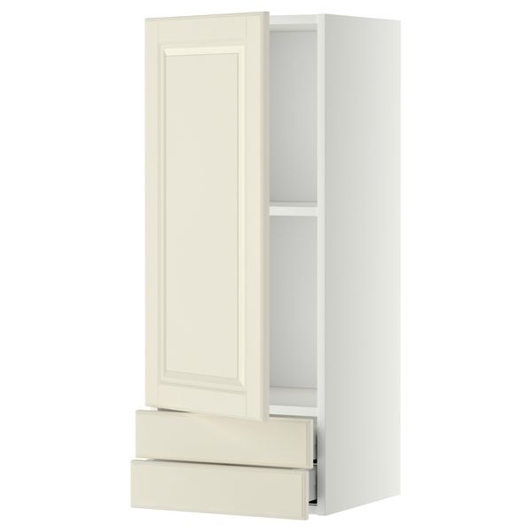 Навесной шкаф с дверцей, 2 ящика МЕТОД / МАКСИМЕРА, белый, Будбин белый с оттенком - фото 1