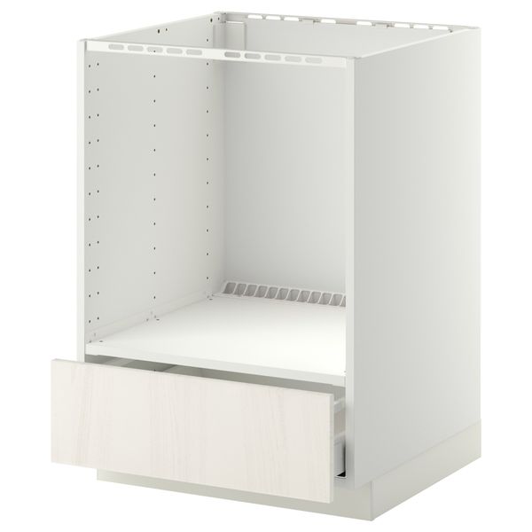 Напольный шкаф для духовки, с ящиком МЕТОД / МАКСИМЕРА, белый, Росдаль белый (60x60 см) - схема-чертеж с размерами