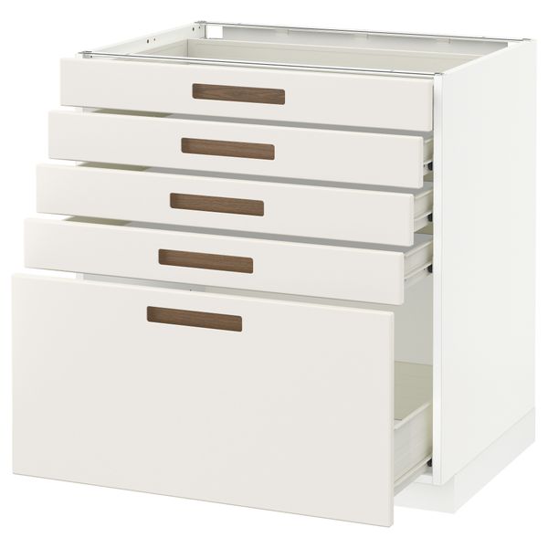 Напольный шкаф с 5 ящиками МЕТОД / ФОРВАРА, белый, Мэрста белый - схема-чертеж с размерами