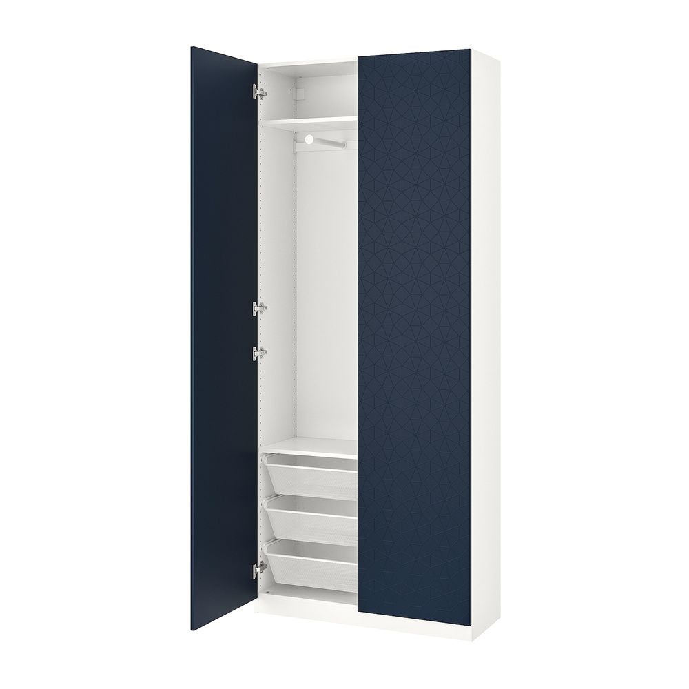 Гардероб, белый, хамнос черно-синий, 100x38x236 см IKEA ПАКС 693.039.43 - фото 1
