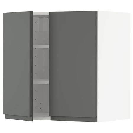 Навесной шкаф с полками/2дверцы, белый/Воксторп темно-серый 60x60 см IKEA METOD МЕТОД 393.101.48