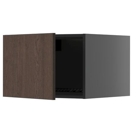 METOD Верхний шкаф д/холодильн/морозильн - черно-серый/Sinarp коричневый 60x40 см