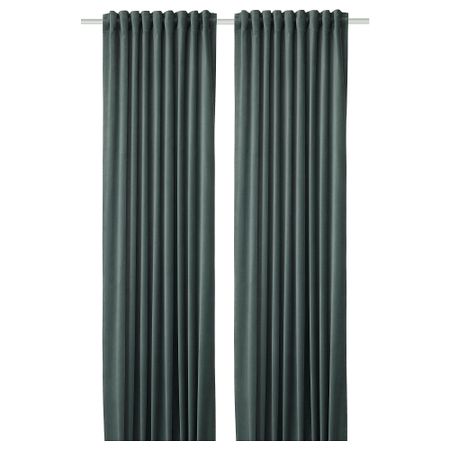 Затемняющие гардины, 2 шт., серо-зеленый, 140x300 см IKEA SANELA САНЕЛА 705.129.50