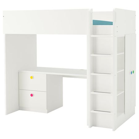Кровать-чердак с 2ящиками/2дверьми, белый 207x99x182 см IKEA СТУВА / ФОЛЬЯ 092.752.69