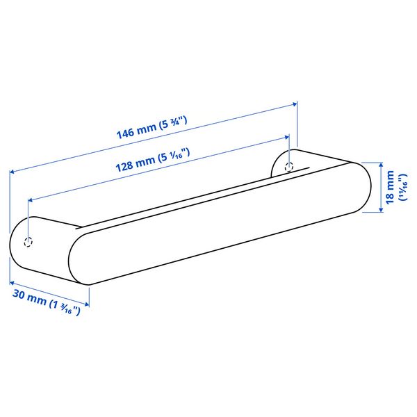 HAMPHULT Ручка - дуб 146 мм - схема-чертеж с размерами
