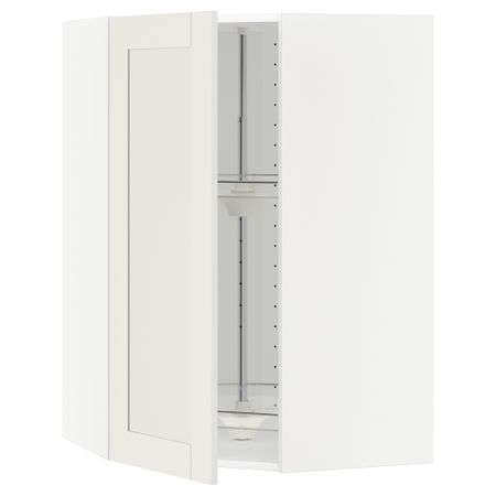 Угловой навесной шкаф с вращающейся секцией МЕТОД, белый, Сэведаль белый