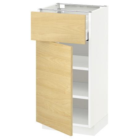 Напольный шкаф с ящиком, дверью МЕТОД / МАКСИМЕРА, белый, Тингсрид береза