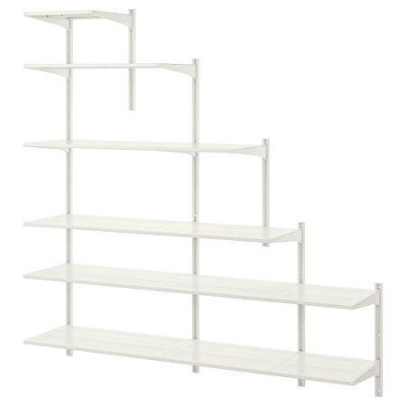 Настенная шина/полки, металлический белый, 189x40x57/197 см IKEA АЛЬГОТ 292.303.31
