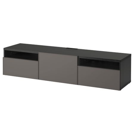 Тумба под ТВ БЕСТО, черно-коричневый, Грундсвикен темно-серый (180x40x38 см)