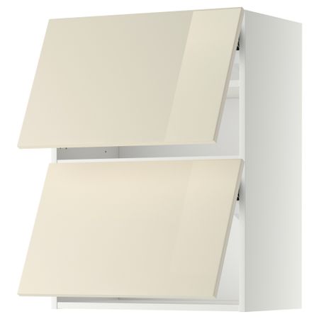 Навесной шкаф, 2 дверцы, горизонтальный МЕТОД, белый, Рингульт кремовый